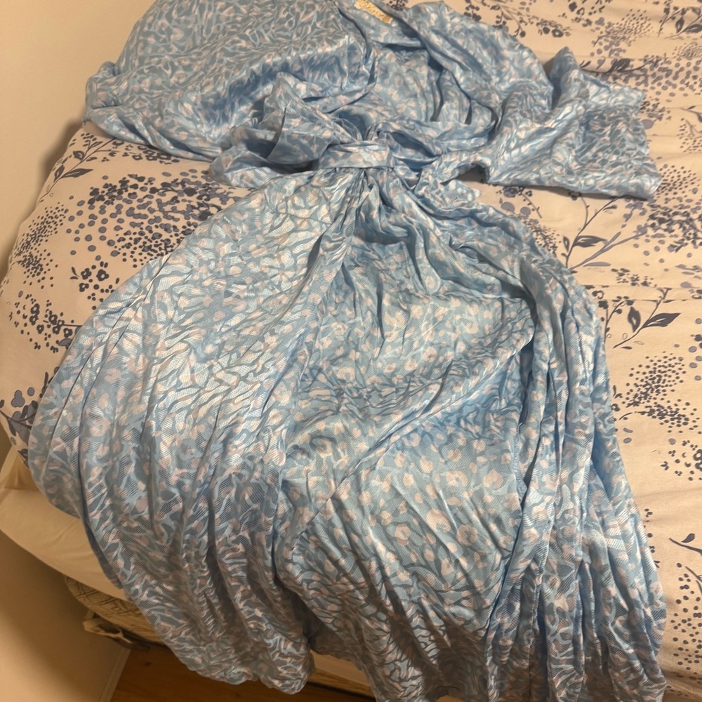Blue and Cream Silk Robe
